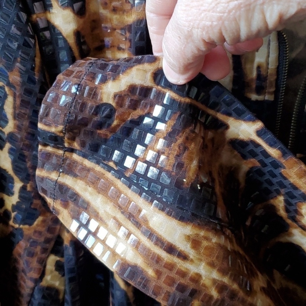 Ruby Rd animal print sequined full zip jacket size 6 front pockets - Picture 6 of 12